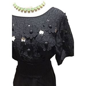 Catherine Malandrino Cut-Out Dress with 3D Flowers and Buttons 2  EUC.